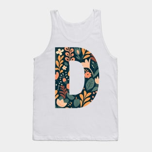 Whimsical Floral Letter D Tank Top